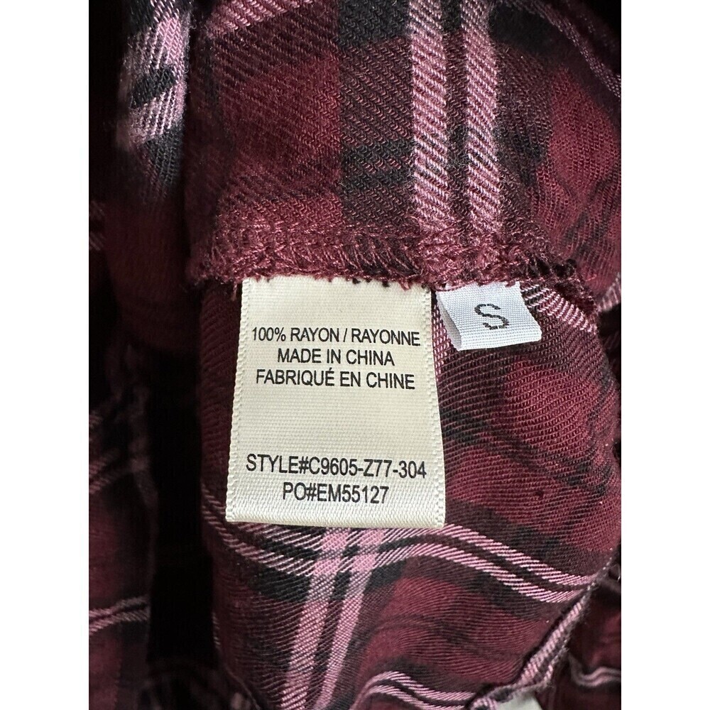 Anthropologie Cloth & Stone Blouse Women's Size Small Plaid Drape Wrap Front Top - Picture 6 of 6